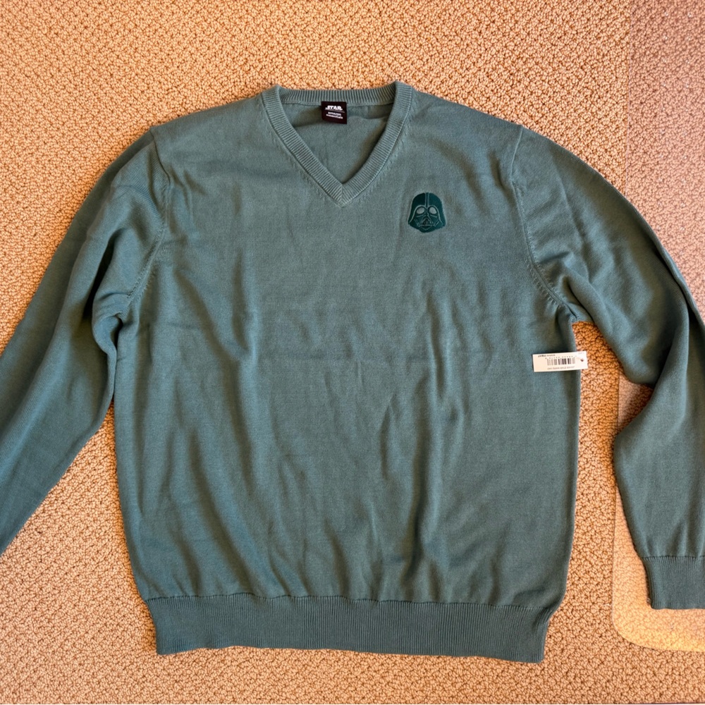 Star Wars Darth Vader Logo Men's V-Neck Sweater, Teal XL